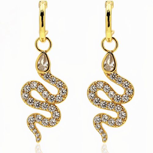 Womens Cleopatra Coiled Snake Zirconia Pavé Charm 18ct Gold Vermeil Drop Hoop Earrings - - One Size - GEMSA LONDON - Modalova