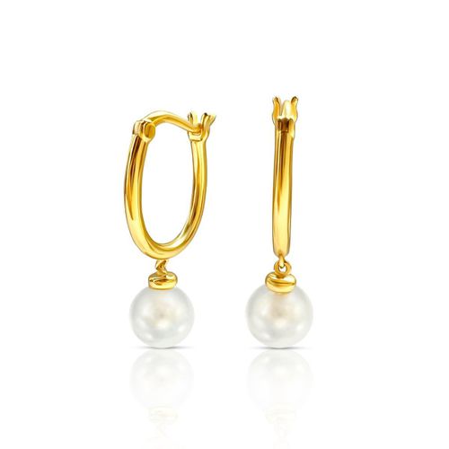 Womens Bora Bora Freshwater Pearl Drop Hoop Earrings 18ct Gold on Sterling Silver - - One Size - GEMSA LONDON - Modalova