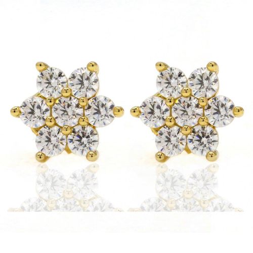 Womens Cherry Blossom Flower Stud Earrings 18ct Gold on Sterling Silver - - One Size - NastyGal UK (+IE) - Modalova