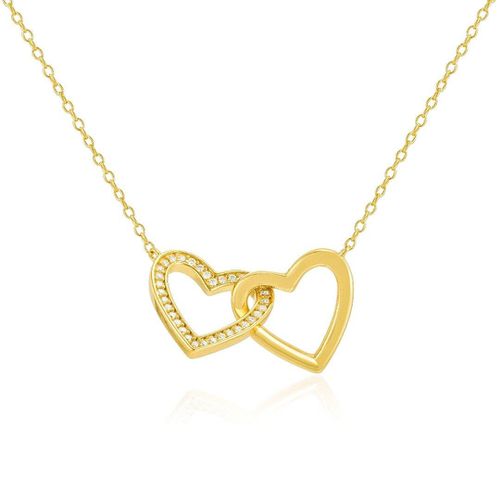 Womens Cara Interlocking Double Heart Pendant Necklace 18ct Gold on Sterling Silver - - One Size - NastyGal UK (+IE) - Modalova