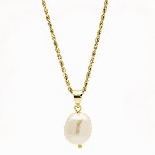 Womens Power Pearl Fresh Water Cultured Baroque Pearl Drop Pendant Necklace 14ct Gold on Sterling Silver - - One Size - GEMSA LONDON - Modalova