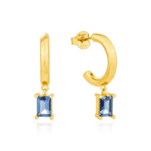 Womens Blue Candy Baguette Charm Hoop Earrings 18ct Gold on Sterling Silver - - One Size - GEMSA LONDON - Modalova