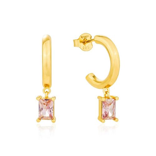 Womens Pink Candy Baguette Charm Hoop Earrings 18ct Gold on Sterling Silver - - One Size - GEMSA LONDON - Modalova