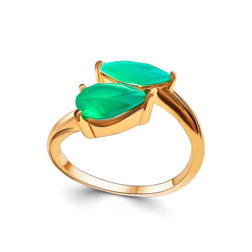 Womens Green Onyx Marquise x Pear Adjustable Ring Gold vermeil - - One Size - GEMSA LONDON - Modalova