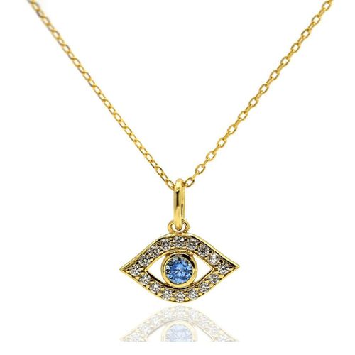 Womens Talisman Evil Eye Luck Zirconia Charm Pendant Necklace 18ct Gold on Sterling Silver - - One Size - GEMSA LONDON - Modalova