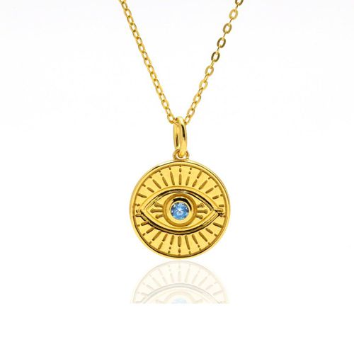 Womens Talisman Evil Eye Coin Luck Pendant 18ct Gold Vermeil Necklace - - One Size - GEMSA LONDON - Modalova