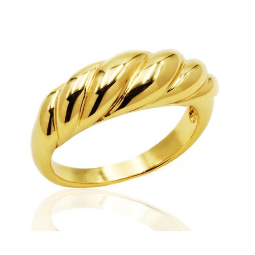 Womens Croissant Dome Twisted Statement Ring 18ct Gold on Sterling Silver - - L - NastyGal UK (+IE) - Modalova