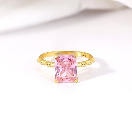 Womens Pink Zirconia Rock Statement Cocktail Ring 18ct Gold on Sterling Silver - - L - GEMSA LONDON - Modalova