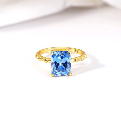 Womens Blue Zirconia Rock Statement Cocktail Ring 18ct Gold on Sterling Silver - - L - NastyGal UK (+IE) - Modalova
