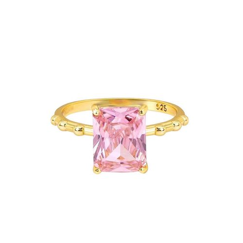 Womens Pink Zirconia Rock Statement Cocktail Ring 18ct Gold on Sterling Silver - - P - NastyGal UK (+IE) - Modalova