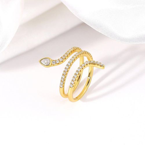 Womens Cleopatra Twice Coiled Zirconia Pavé Snake Ring 18ct Gold on Sterling Silver - - N - NastyGal UK (+IE) - Modalova