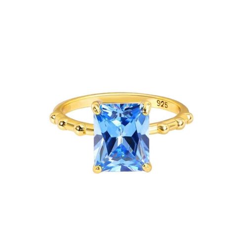 Womens Blue Zirconia Rock Statement Cocktail Ring 18ct Gold on Sterling Silver - - P - NastyGal UK (+IE) - Modalova