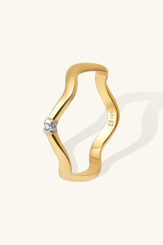 Womens Sterling Silver / Gold Vermeil Lab Grown Diamond Wave Stacking Ring - - 5 - L'ERA - Modalova