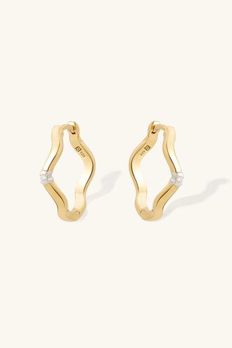Womens Sterling Silver / Gold Vermeil Lab Grown Diamond Wave Hoop Earrings - - 19cm - L'ERA - Modalova