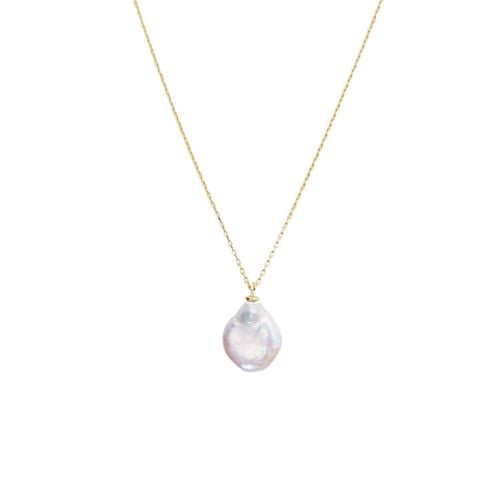 Womens Baroque Flat Pearl Pendant Necklace Sterling Silver - - One Size - Spero London - Modalova