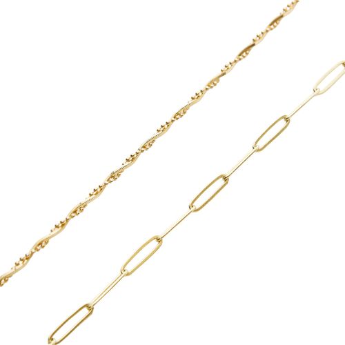 Womens Bead Chain Twisted and Large Rectangular Chain Sterling Silver Bracelet Set - - One Size - NastyGal UK (+IE) - Modalova