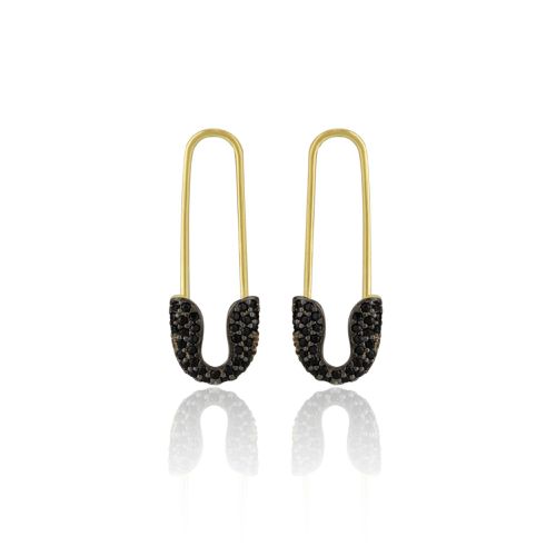 Womens Black Pave Safety Pin Earring Jewelled Sterling Silver - - One Size - NastyGal UK (+IE) - Modalova