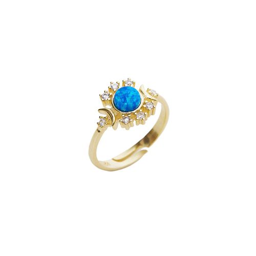 Womens Blue Opal Sun Ring Sterling Silver - - One Size - NastyGal UK (+IE) - Modalova