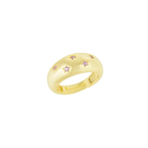 Womens Celestial Star Sterling Silver Dome Ring With Rainbow Stones - - One Size - Spero London - Modalova