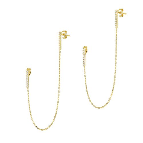 Womens Chained Bar Chain Earring Sterling Silver - Pair - - One Size - NastyGal UK (+IE) - Modalova