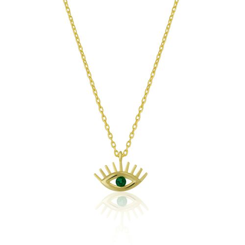 Womens Emerald Eye Evil Eye Sterling Silver Necklace - - One Size - NastyGal UK (+IE) - Modalova