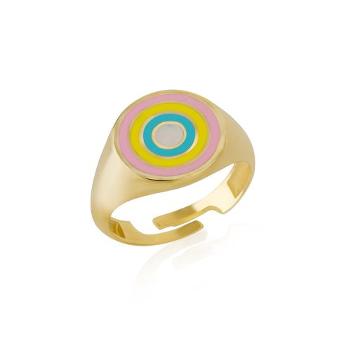Womens Enamel Round Sterling Silver Signet Ring - - One Size - NastyGal UK (+IE) - Modalova