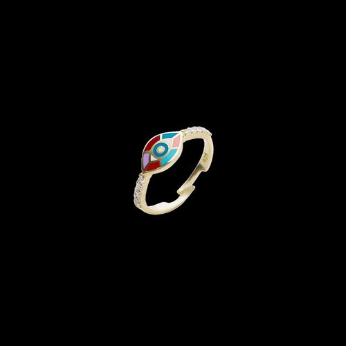 Womens Enamel Five Color Evil Eye Sterling Silver Signet Ring - - One Size - Spero London - Modalova