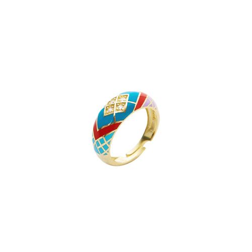 Womens Enamel Blue Five Color Sterling Silver Dome Ring - - One Size - NastyGal UK (+IE) - Modalova