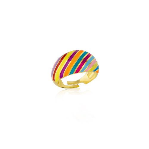 Womens Enamel Rainbow Stripe Chunky Sterling Silver Ring - - One Size - Spero London - Modalova