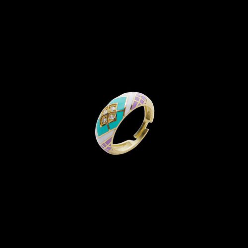 Womens Enamel Turquoise Five Color Sterling Silver Dome Ring - - One Size - Spero London - Modalova