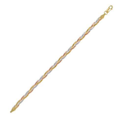 Womens Gold Rose Gold and Silver Spiral Sterling Silver Flat Bracelet - - One Size - Spero London - Modalova