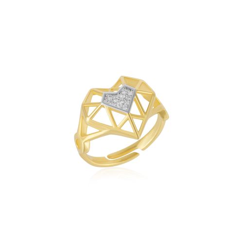 Womens Geometric Heart Adjustable Ring in Sterling Silver - - One Size - Spero London - Modalova