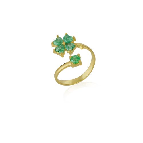 Womens Green Four Leaves Clover Luck Ring Sterling Silver - - One Size - NastyGal UK (+IE) - Modalova