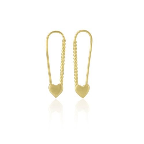 Womens Heart Beaded Safety Pin Sterling Silver Earring - - One Size - NastyGal UK (+IE) - Modalova