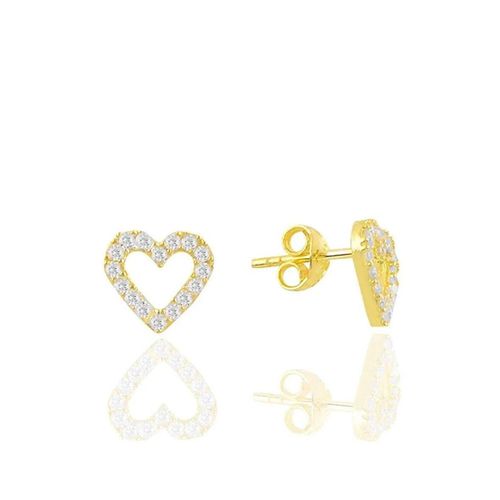 Womens Heart Sterling Silver Stud Earrings - - One Size - Spero London - Modalova