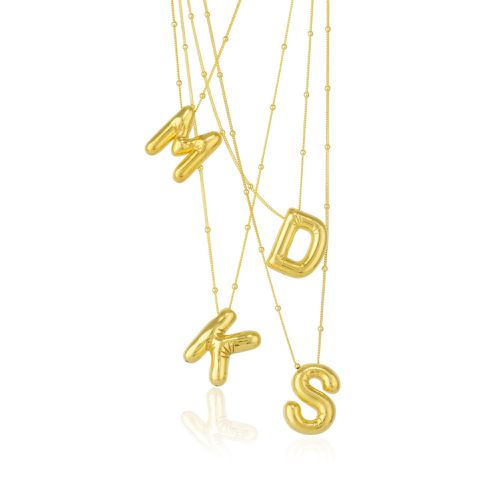 Womens Initial Balloon Bubble Letter Sphere Necklace Sterling Silver Gold Vermeil - - A - NastyGal UK (+IE) - Modalova