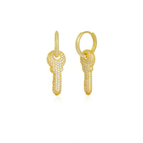 Womens Key Gold Color Hoop Sterling Silver Earring - - One Size - Spero London - Modalova
