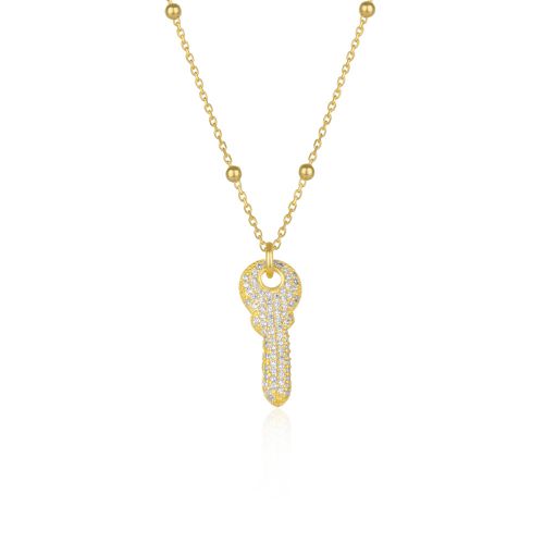 Womens Key Pendant Necklace With Beaded Chain Sterling Silver - - One Size - Spero London - Modalova