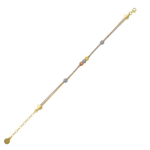 Womens Large Beaded 3 Color Gold Rose Gold Sterling Silver Handmade Bracelet - - One Size - NastyGal UK (+IE) - Modalova