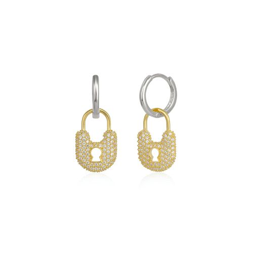 Womens Lock Silver Hoop Sterling Silver Earring - - One Size - NastyGal UK (+IE) - Modalova