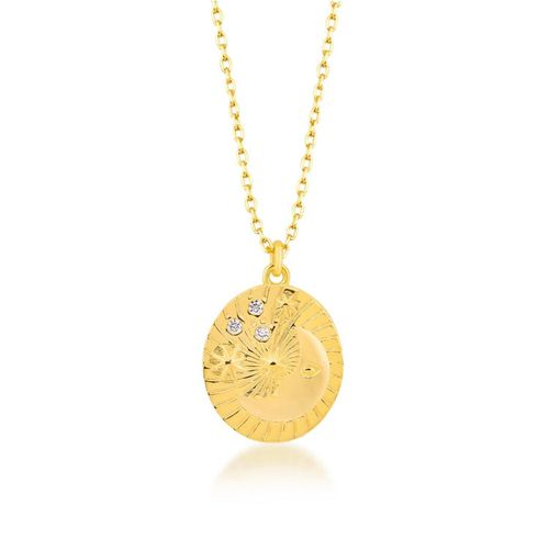 Womens Moon Embossed Silhouette Sterling Silver Medal Necklace - - One Size - Spero London - Modalova