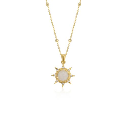 Womens Moonstone Sun Sterling Silver Pendant Necklace With Beaded Chain - - 18 inches - NastyGal UK (+IE) - Modalova