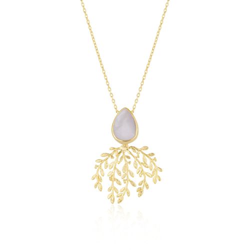 Womens Mother Of Pearl Olive Branch Sterling Silver Necklace - - One Size - Spero London - Modalova