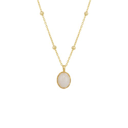 Womens Moonstone Sterling Silver Pendant Necklace With Beaded Chain - - One Size - NastyGal UK (+IE) - Modalova