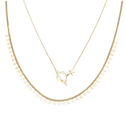 Womens Multiple Star Sterling Silver Station and Saturn Necklace Set - - One Size - NastyGal UK (+IE) - Modalova