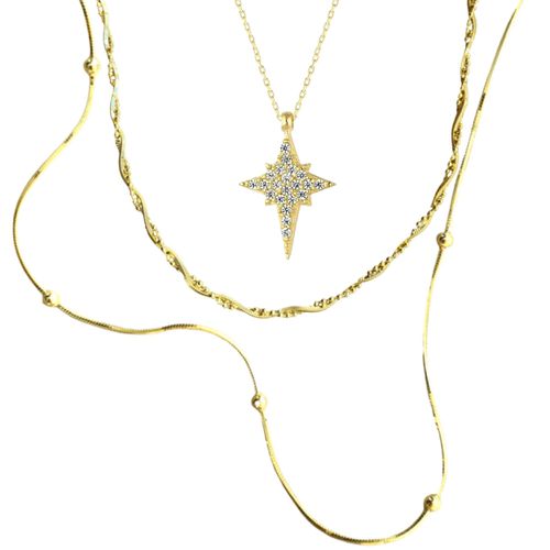 Womens Necklace Layering Set Beaded Twisted and Northern Star - - One Size - Spero London - Modalova