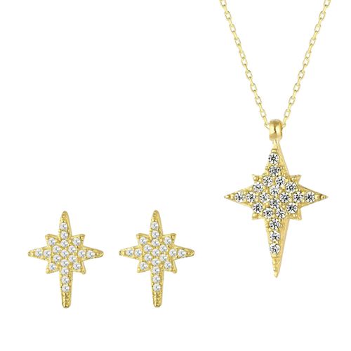 Womens Northern Star Polaris Sterling Silver Necklace and Stud Earring Set - - One Size - NastyGal UK (+IE) - Modalova