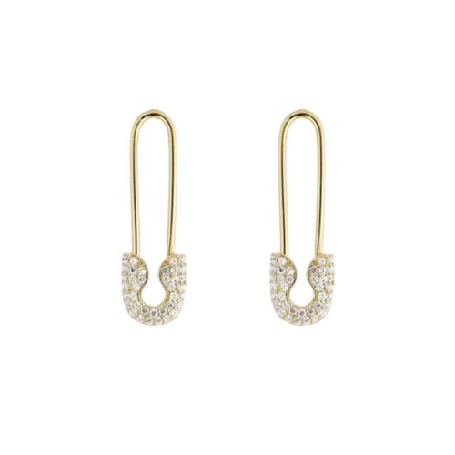 Womens Pave Safety Pin Earring Jewelled Sterling Silver - - One Size - NastyGal UK (+IE) - Modalova