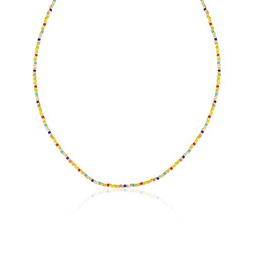 Womens Rainbow Enamel Beaded Sterling Silver Necklace in Gold - - One Size - NastyGal UK (+IE) - Modalova