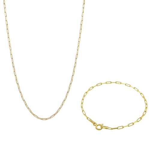 Womens Rectangular Sterling Silver Chain Bracelet and Necklace Set - - One Size - Spero London - Modalova